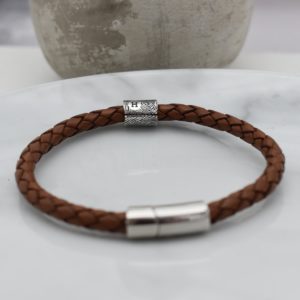 Fingerprint bead leather bracelet